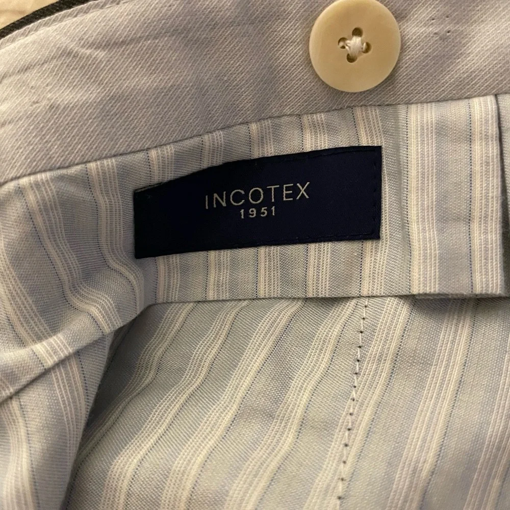 INCOTEX Made in Italy Super 120's Wool Flat Front Trouser‎ in Gray Size 38 $545
